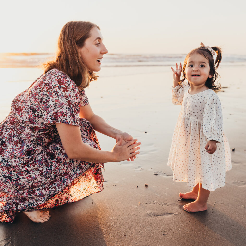 Genuine smiles with mom and daughter after learning to help clients relax in front of the camera