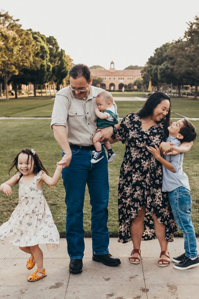 Family having fun outside at San Diego green space